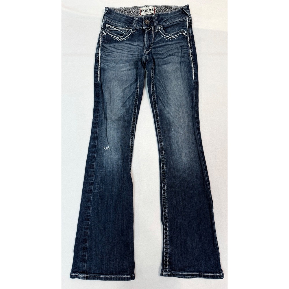 Ariat REAL Denim Marine Bootcut Jeans 26R Dark Wash Thick Stitch 10017510